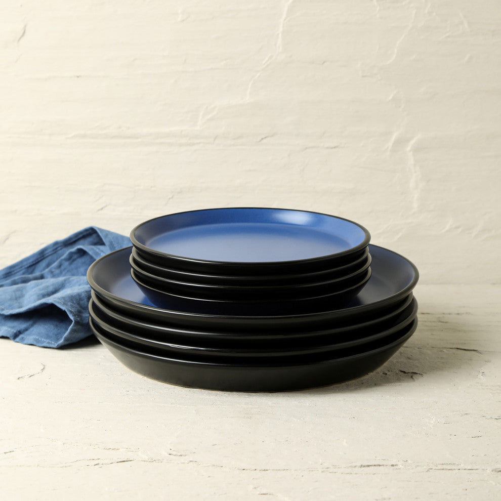 Stone Lain Albie Stoneware 20 Piece Dinnerware Set With Pasta Bowls, Blue