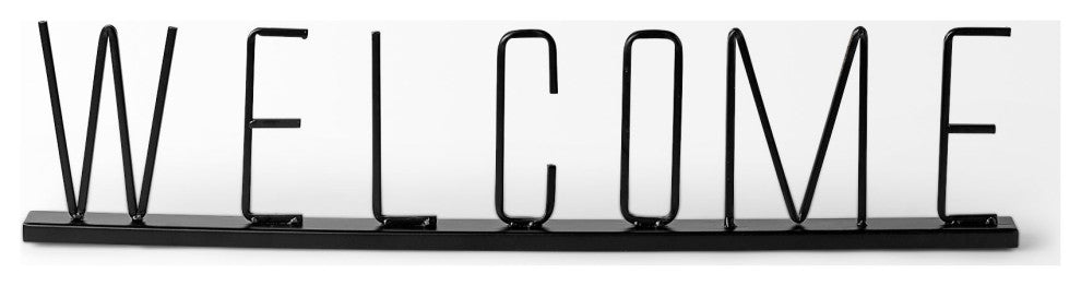 Welcome 24Lx1W Black Metal Sign