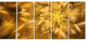 Exotic Dance of Golden Flower Petals, Floral Canvas Art Print, 60"x28", 5 Panels