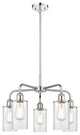 Clymer 5-Light 22" Stem Chandelier, Polished Chrome, Clear Shade