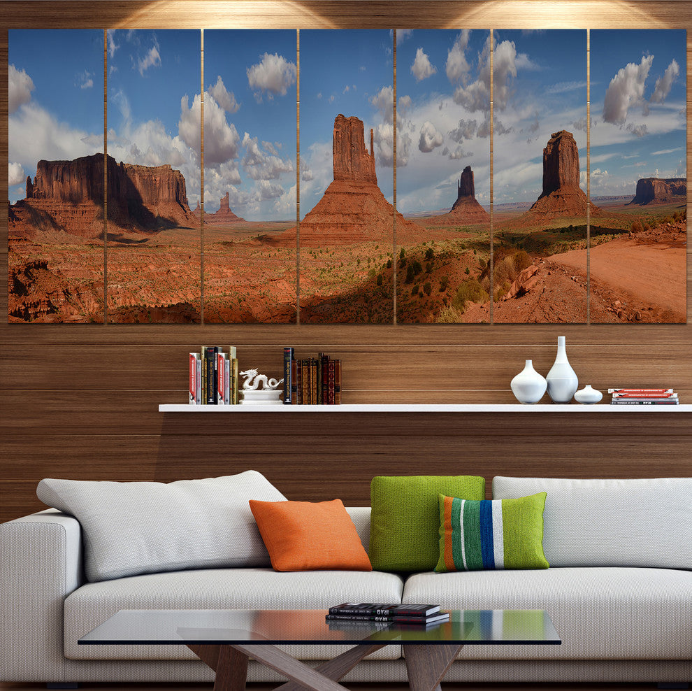 Monument Valley Mountains, Landscape Canvas Art Print, 83"x32", 7 Panels