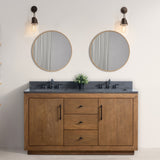 Vanity Art Bathroom Vanity With Sink, Tan, 60" Double, Black Limestone Top