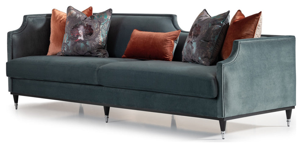 La Francaise Velvet Mansion Sofa Azure/Black