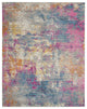 7' X 10' Blue And Pink Abstract Power Loom Area Rug