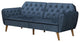 Blue Velvet Memory Foam Futon with Tapered Legs and Button Tufted Back, Blue