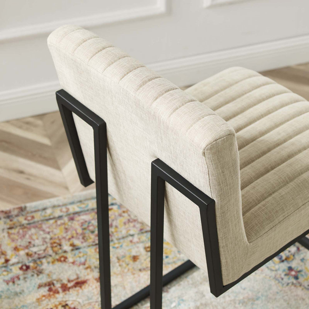 Indulge Channel Tufted Fabric Counter Stool-Beige