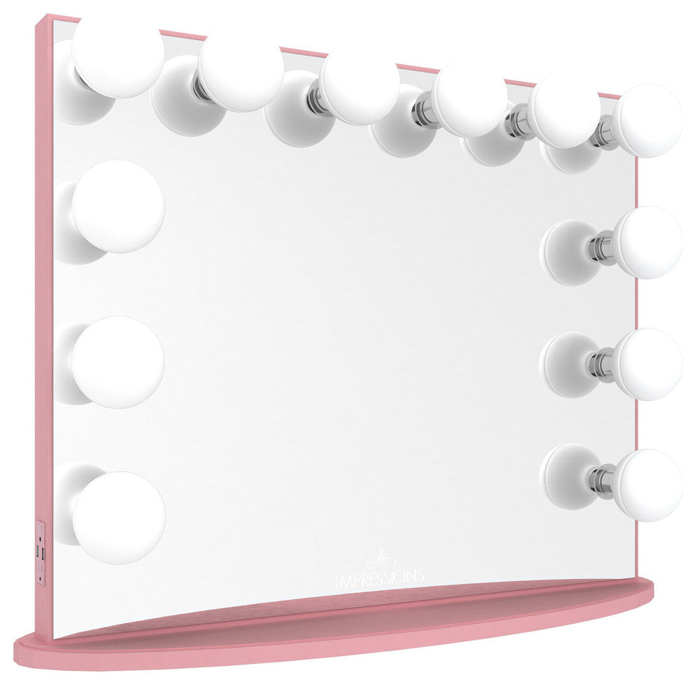 Hollywood Glow Plus Vanity Mirror, Light Pink, Frosted Bulbs, Non-Bluetooth