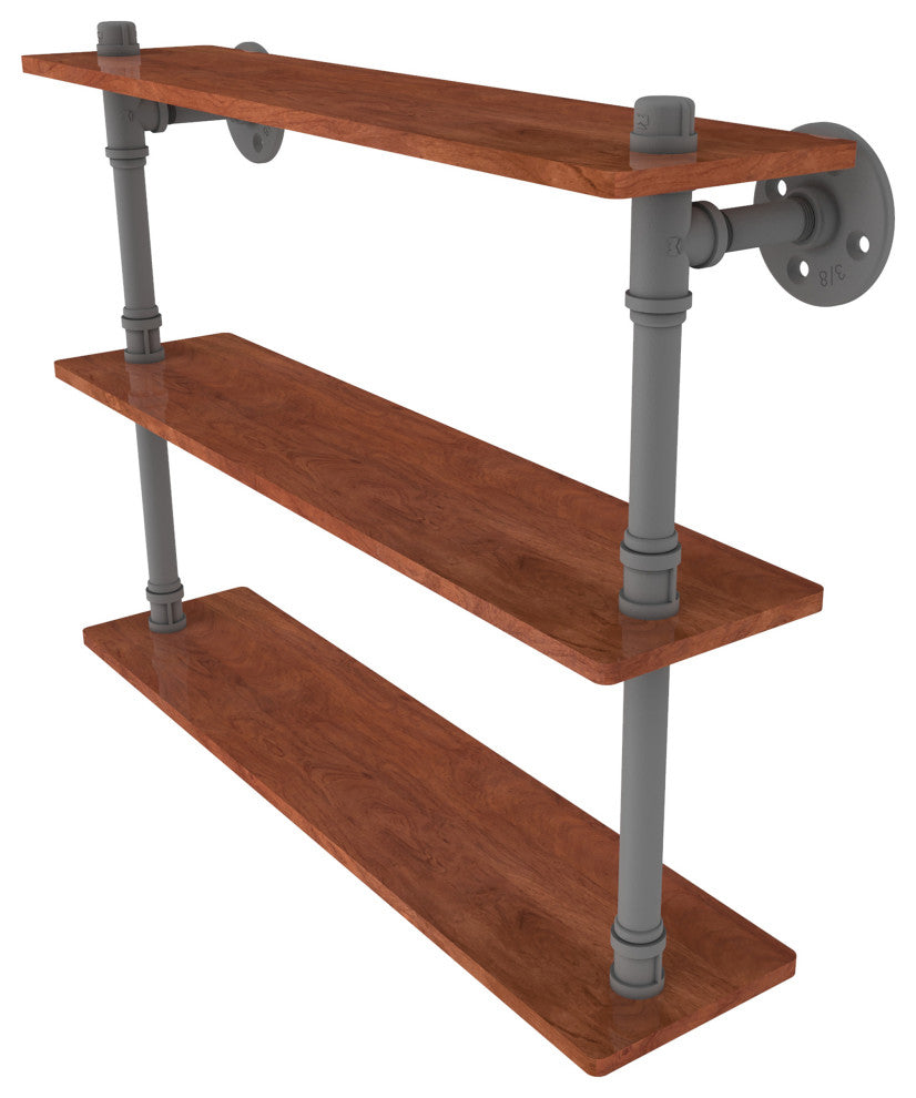 Pipeline 22" Ironwood Triple Shelf, Matte Gray