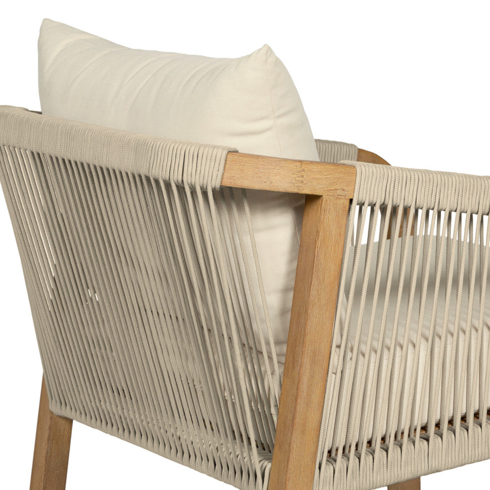 Cypress Outdoor Patio Chair Wood/Light Gray Rope Ivory Olefin Cushions