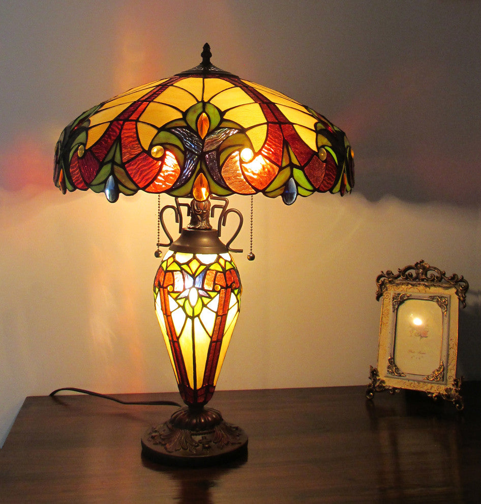 Chloe-Lighting 3-Light Victorian Double Lit Table Lamp 18" Shade