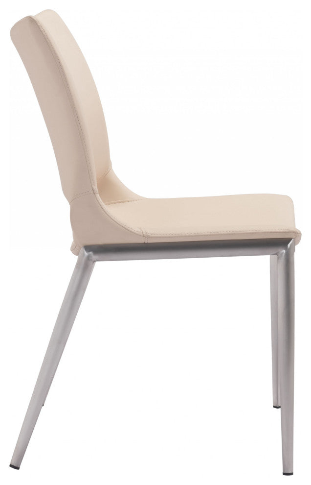 Set of Two Pink and Silver Faux Leather Dining Chairs