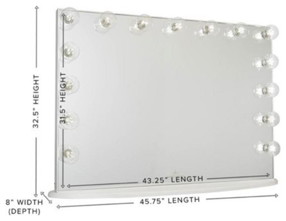 Hollywood Glow Pro Vanity Mirror, Glossy White, Frosted Bulb, Bluetooth