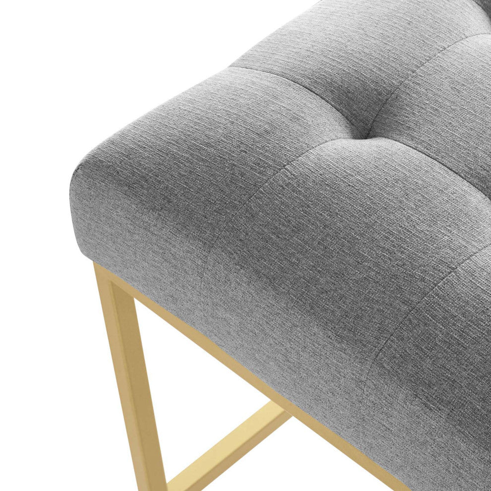 Bar Stool Chair Barstool, Fabric, Metal, Gold Gray, Modern, Bar Pub Bistro