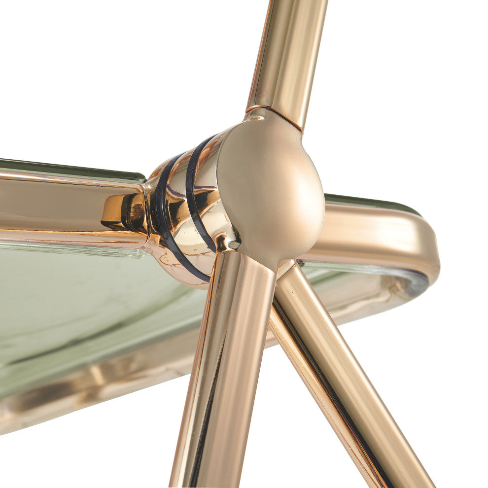 Lawrence Acrylic Folding Chair With Gold Frame, Amber