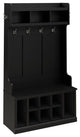 Woodland 40W Hall Tree and Shoe Bench w/ Shelves in Black Oak - Engineered Wood