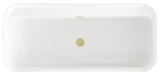 Holly 67" Soaking Bathtub, Glossy White With Brushed Gold Trim