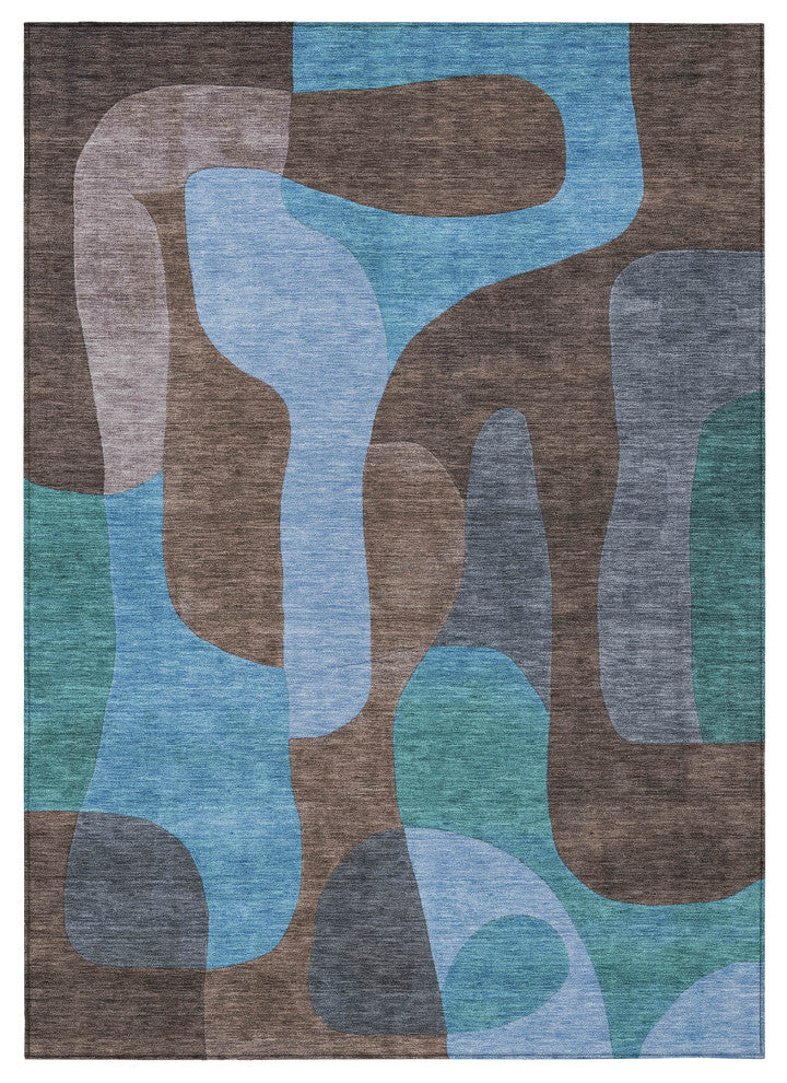 Machine Washable Indoor/Outdoor Chantille ACN1867 Brown 9' x 12' Rug