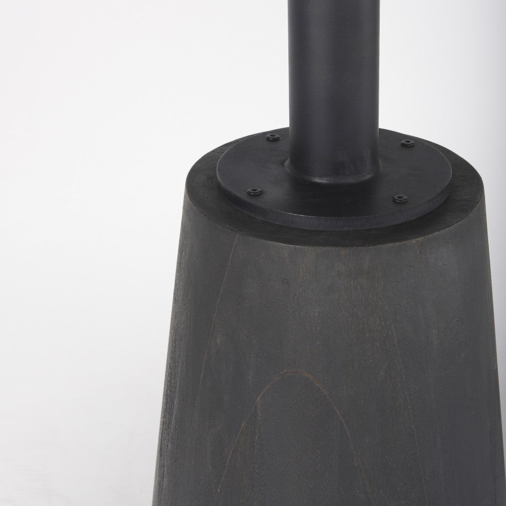 32" Round Black-Brown Wood Accent Pedestal Bistro Table