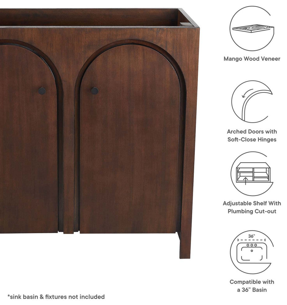 Appia 36" Bathroom Vanity Cabinet (Sink Basin Not Included) - Walnut