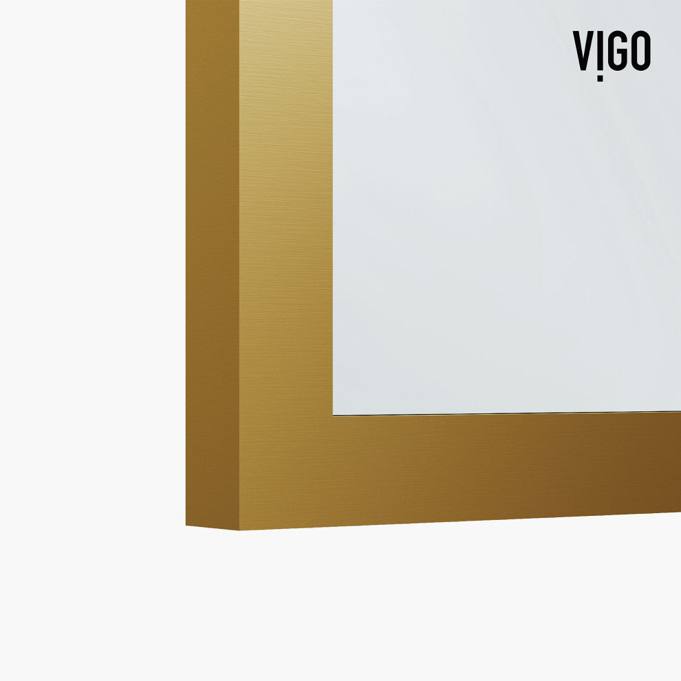 VIGO Essex 34" W x 74" H Framed Fixed Shower Screen with Fluted Glass, Matte Brushed Gold