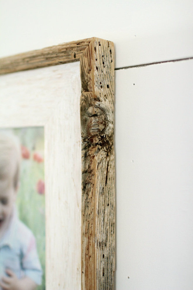 White Barnwood Picture Frame, Lighthouse Whitewash, 4"x4"