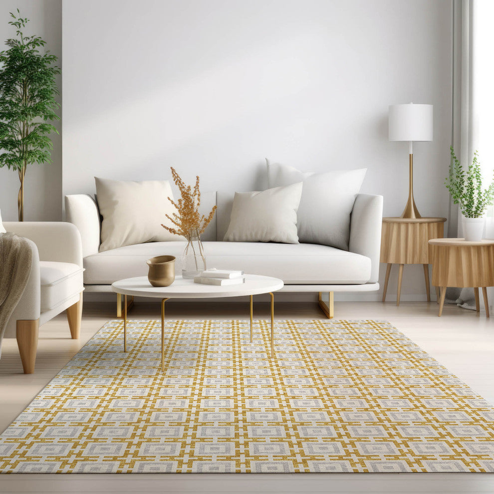Indoor/Outdoor Marlo MO1 Gold Machine Washable 8' x 10' Rug
