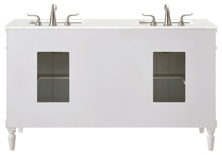 Home Living 60" Single Vanity, Antique White With Engineered Marble Top