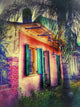 New Orleans "Caribbean House on Burgundy" Stretched Canvas Giclee, 30"x40"