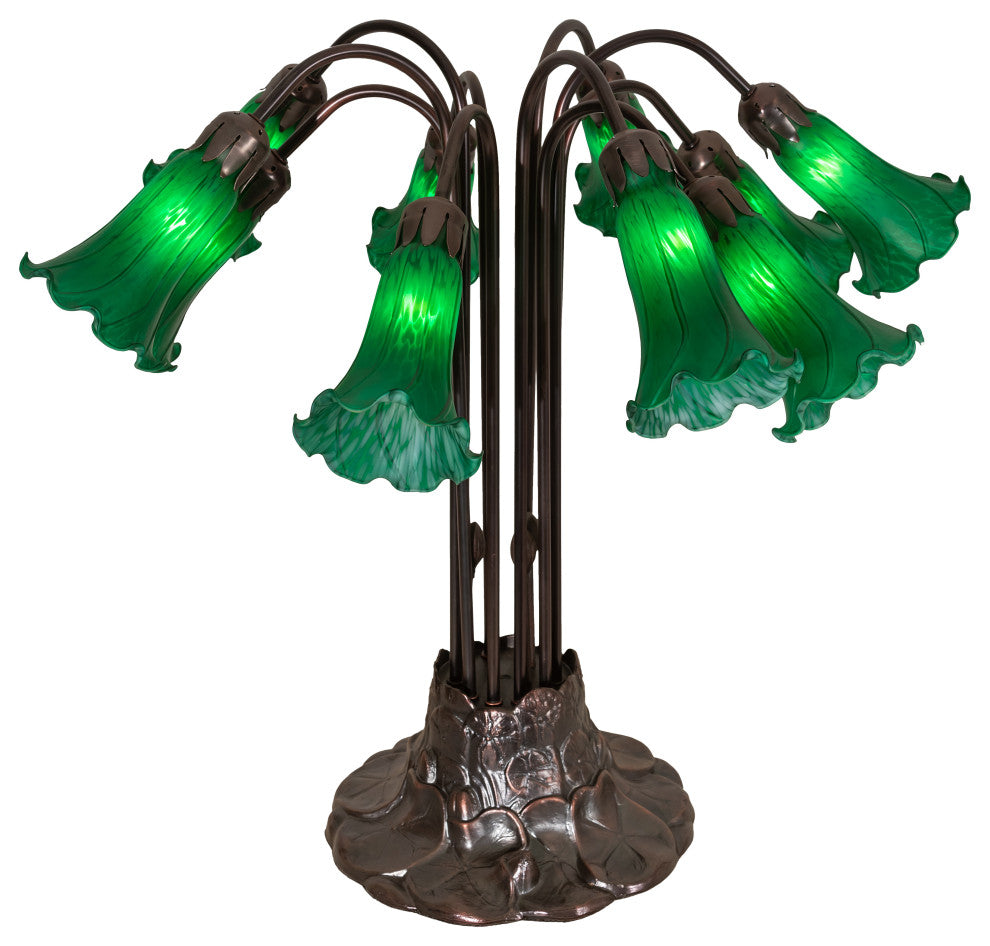 Meyda Lighting 14382 22"H Green Pond Lily 10 LT Table Lamp