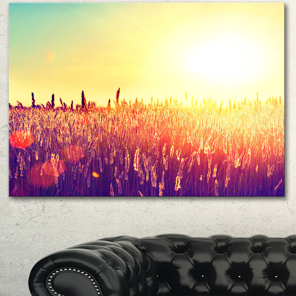 Rural Fields under Shining Sun, Large Landscape Canvas Art, 60"x28"