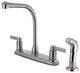 Kingston Brass 8" Centerset Kitchen Faucet With Sprayer, Brushed Nickel