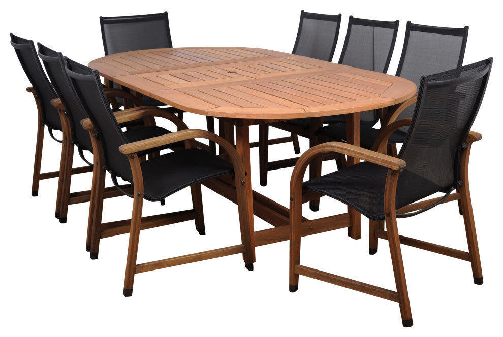 Amazonia Bahamas 9-Piece Extendable Oval Patio Dining Set | Eucalyptus Wood