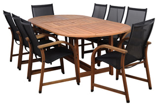Amazonia Bahamas 9-Piece Extendable Oval Patio Dining Set | Eucalyptus Wood