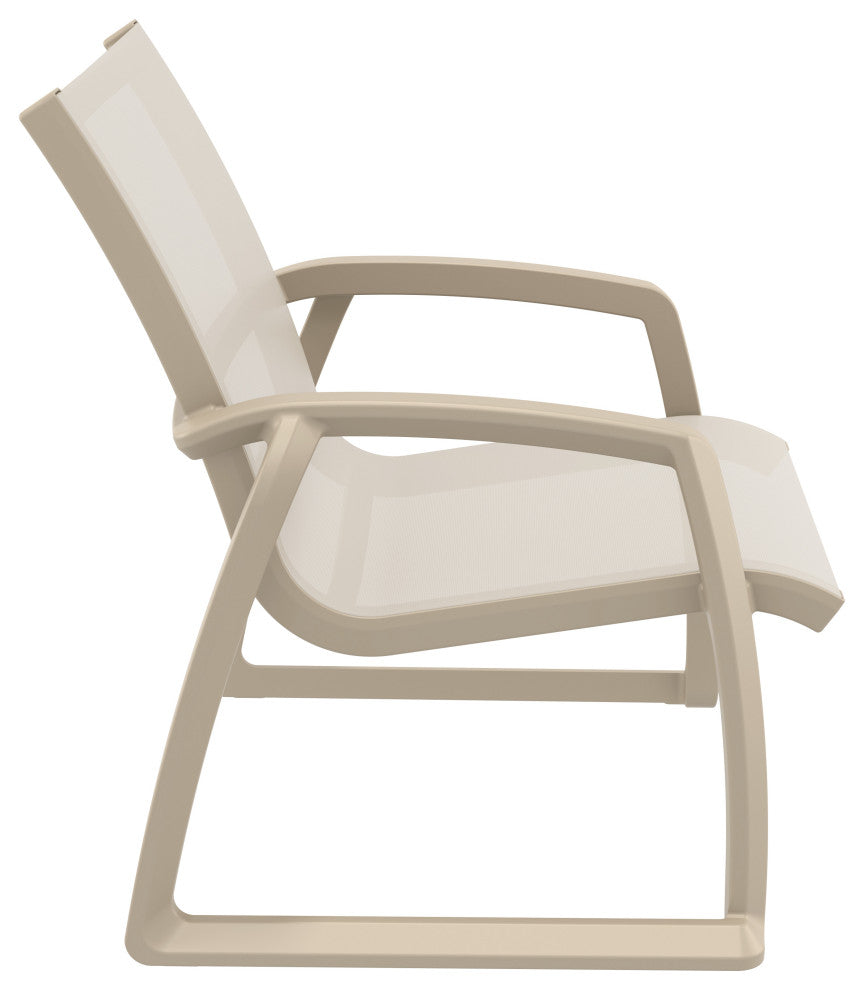 Pacific Club Arm Chair Frame Black Sling Set of 2, Taupe