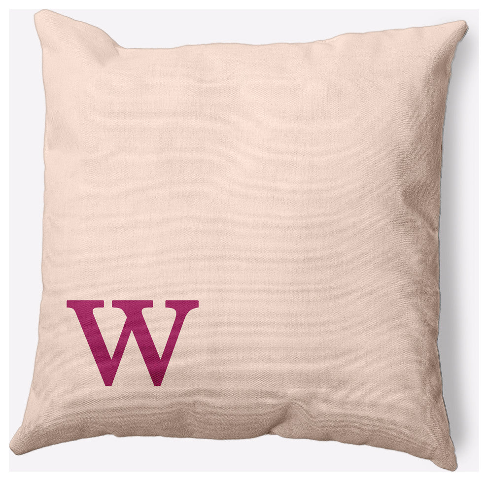 20" x 20" Modern Monogram Indoor/Outdoor Polyester Throw Pillow, Dusty Rose