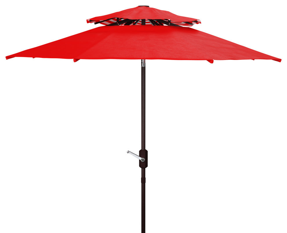 Safavieh Athens 9' Double Top Crank Umbrella, Red