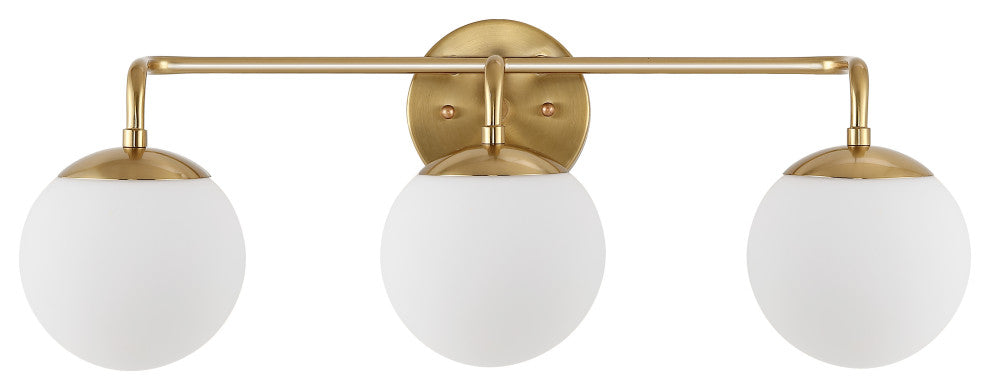 Louis Globe Metal/Frosted Glass Modern LED Vanity, 3-Light