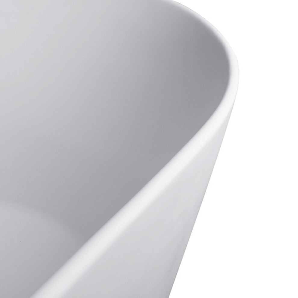 67 in. W Solid Surface Freestanding Flatbottom Soaking Bathtub in Matte White
