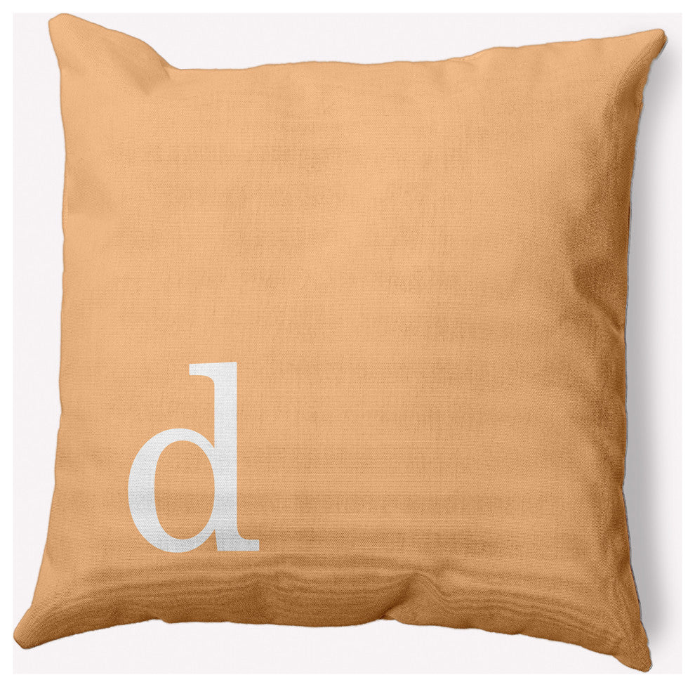 20" x 20" Modern Monogram Indoor/Outdoor Polyester Throw Pillow, Pale Gold