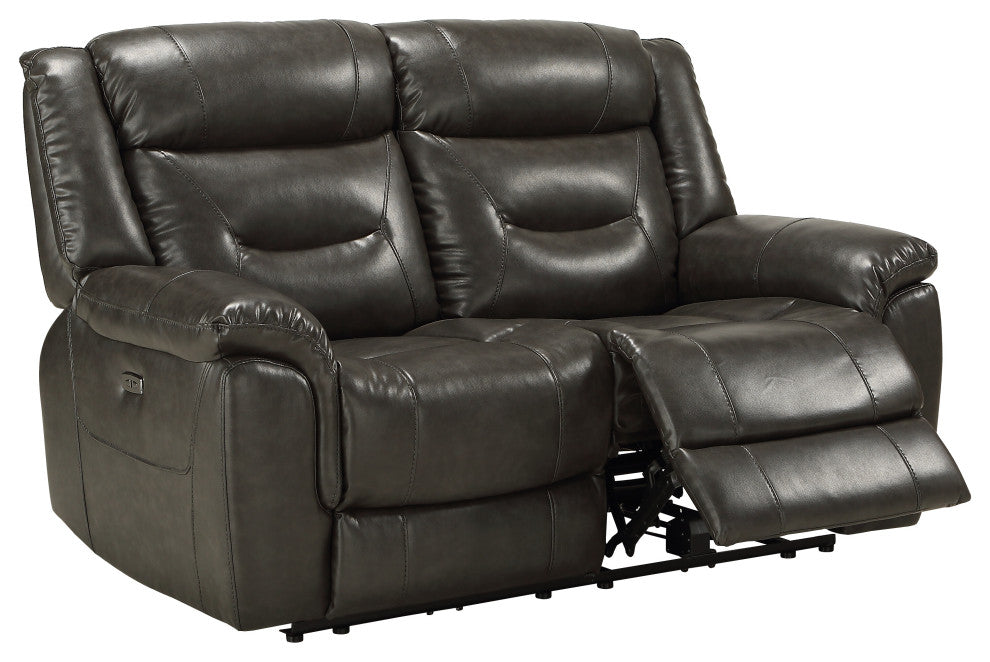 ACME Imogen Loveseat, Power Motion, Gray Leather-Aire