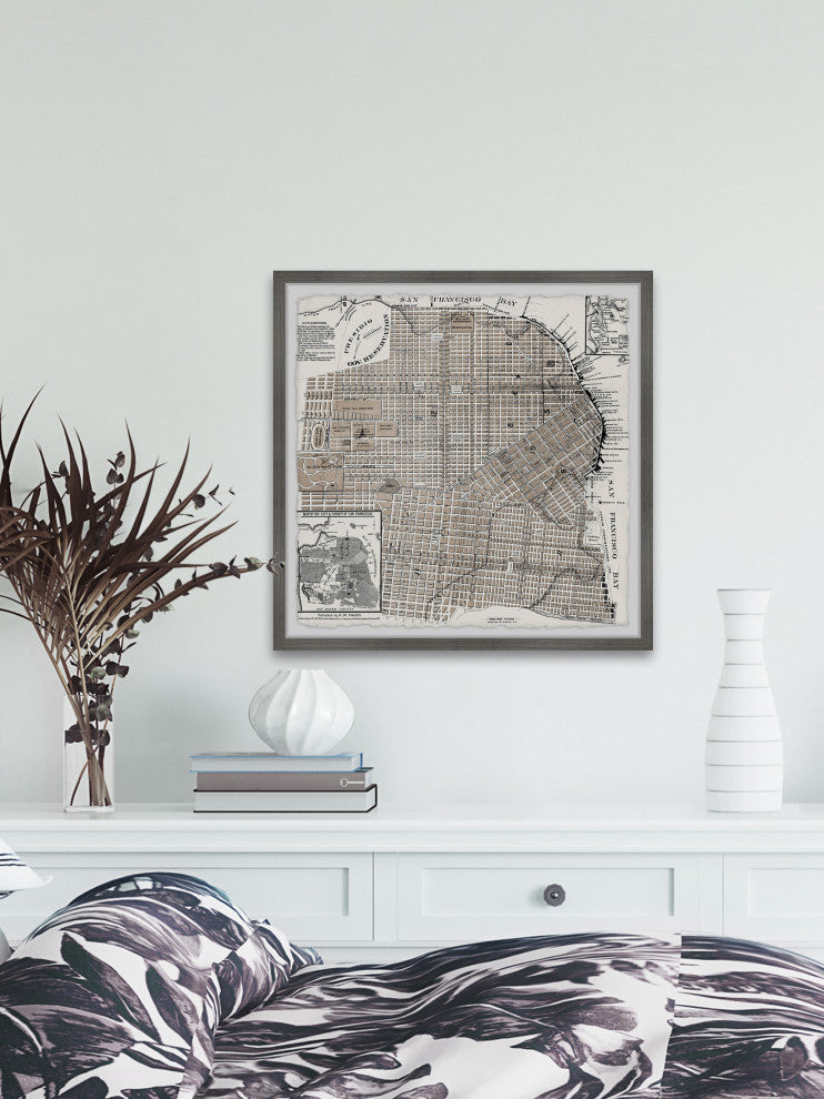 "Vintage Map of San Francisco" Framed Painting Print, 32x32