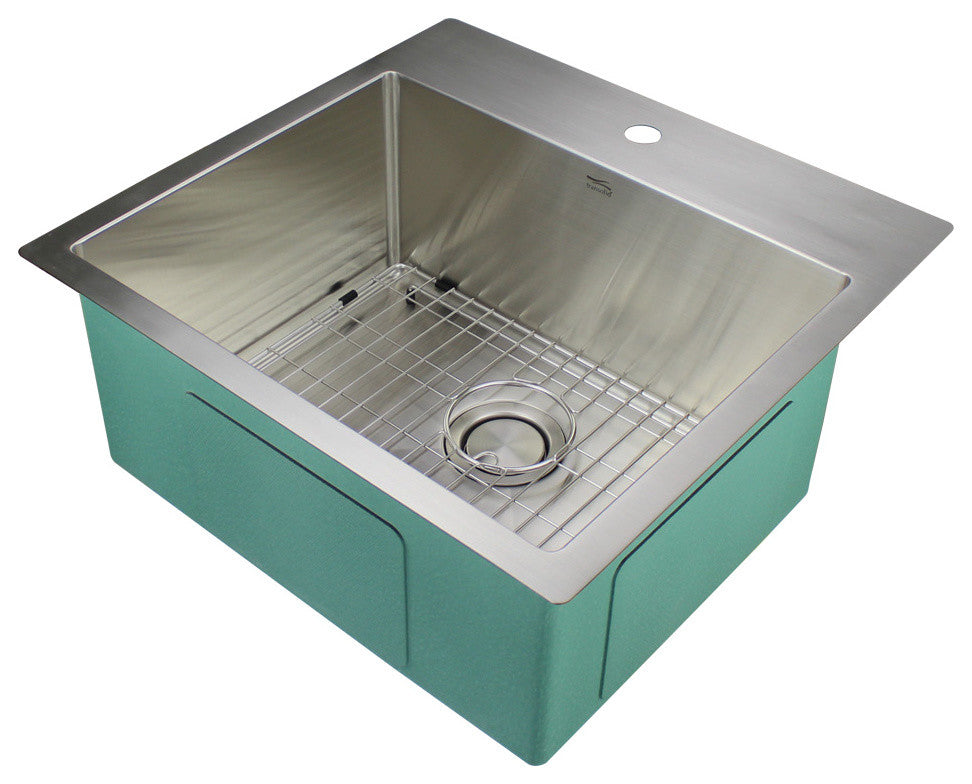 Transolid Diamond Stainless Steel 23-in Dual Mount Kitchen Sink, Stainless