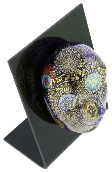 GlassOfVenice Murano Glass Venetian Carnival Mask - Blue Millefiori