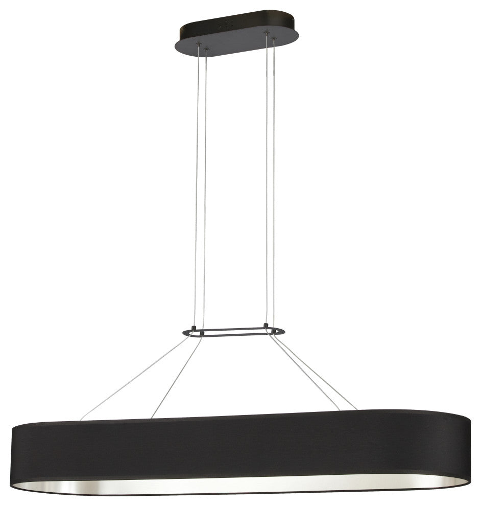 Black and Silver Modern Pendant With Matte Black Metal