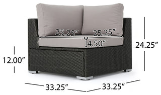 Tom Rosa 8 Seater Wicker Sectional Sofa Set With Cushions, Gray/Silver
