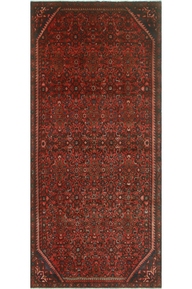 Fine Vintage Distressed Yorgelis Rust/Charcoal Runner, 4'6x9'6