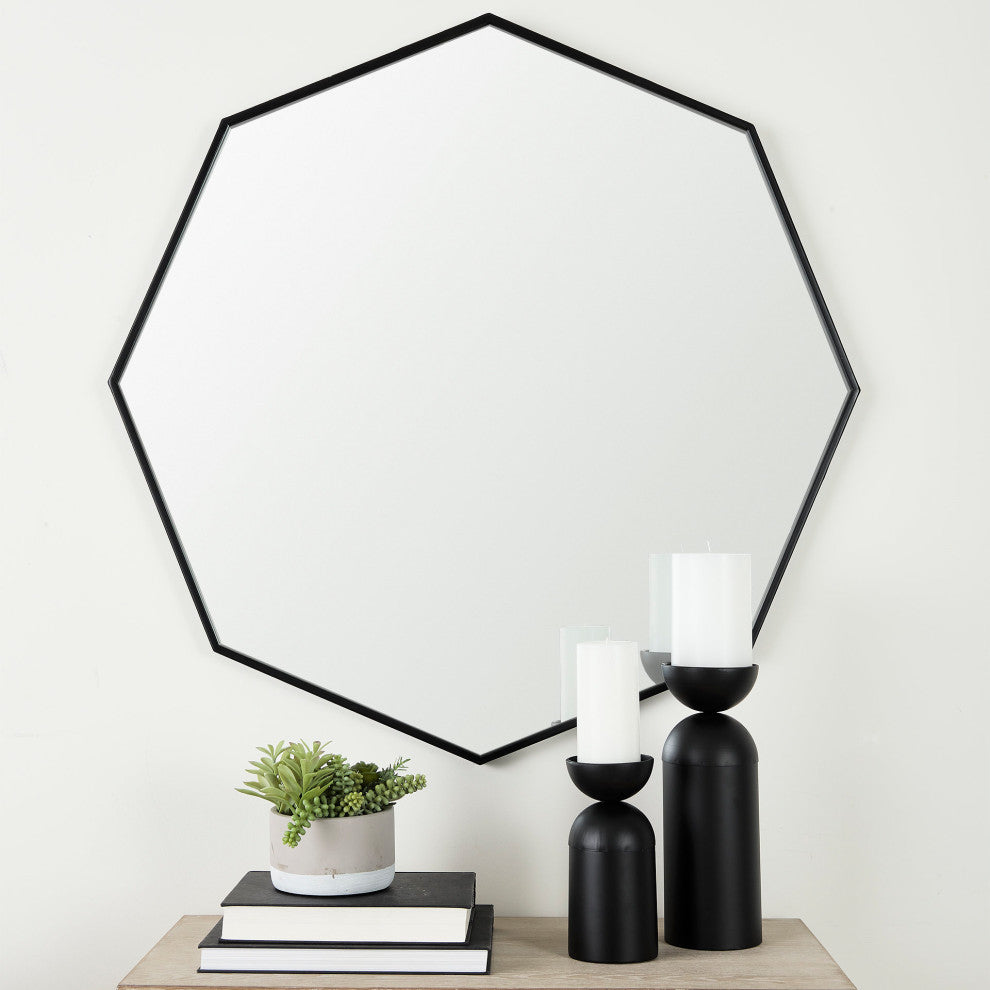 Helix Black Metal Frame Octogonal Mirror, 38" x 38"