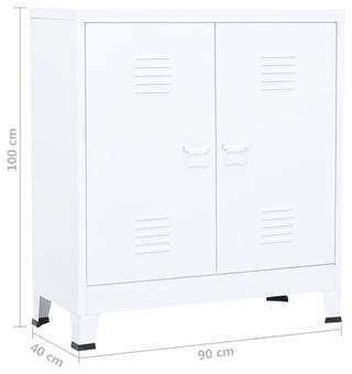 vidaXL File Cabinet Hall Entryway Sideboard Storage Chest Cabinet White Steel