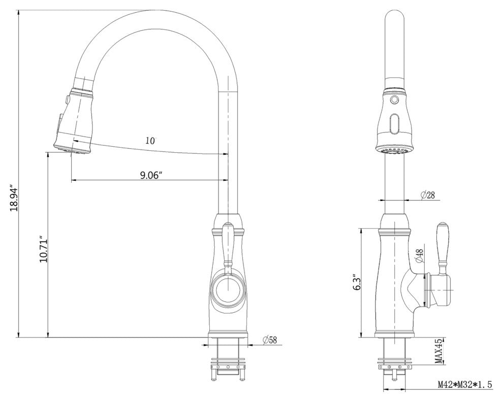 Single Handle Deck Mounted High Arc Kitchen Faucet with Pull Out Sprayer