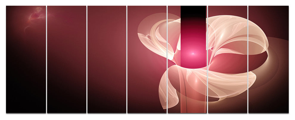 Pink Flower Fractal Illustration, Abstract Canvas Art Print, 83"x32", 7 Panels